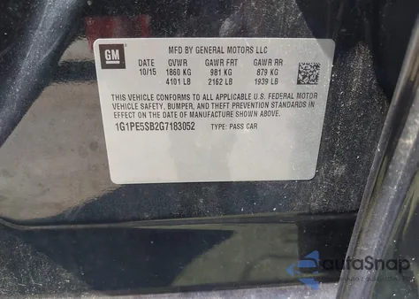 2016 Chevrolet Cruze Limited Lt из США, поврежденный, VIN 1G1PE5SB2G7183052